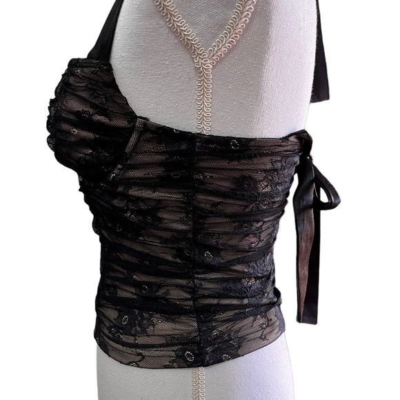 Lulus Black Lace Bustier Top, Size Small - Picture 4 of 9
